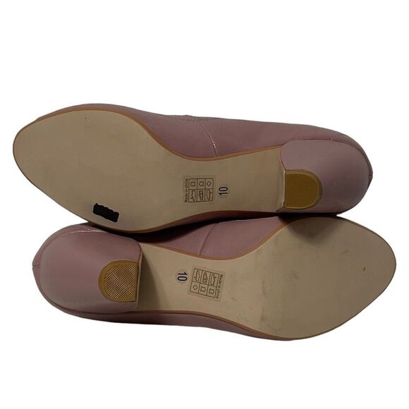 NWOB FARYLROBIN Pink Faux Leather Peeptoe Pinup Rockabilly Heels 10 - Picture 7 of 11